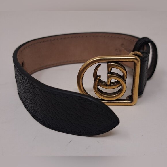 Gucci Marmont Double G Wrap Bracelet Cuff Pebbled Leather Italy Adjustable - Picture 15 of 16